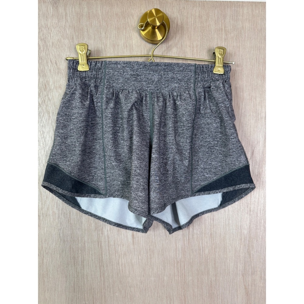 Lululemon Hotty Hot HR Short 4 Tall Heathered Grey Mesh Athletic Running Shorts